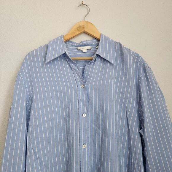 Vince Blue Striped Button-Down Shirt | Size L - Picture 3 of 10